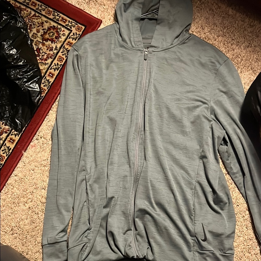 Nike Gray Zip Up Sweater with Soft Texture